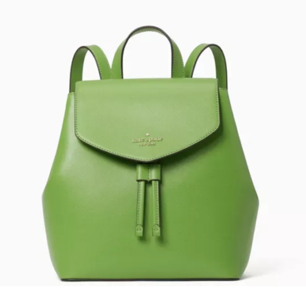 Kate Spade Saffiano Leather Lizzie Medium Flap Backpack n Turaco Green - EUC!